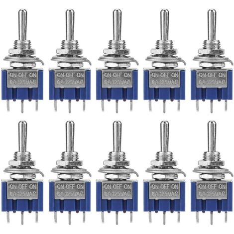 10pcs Mini Interrupteur à Bascule ON-OFF-ON SPDT MTS-103 3 Positions 3 Broches 6mm 6A 125VAC