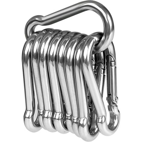 10pcs Mousquetons en Acier Inoxydable 304 Résistant Mousqueton INOX 50 mm x 5 mm de qualité supérieure avec Fermoir à cliquet pour Tous Les Types d'aide à la Traction et poignées avec Un œillet…
