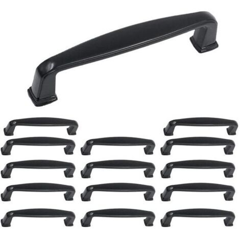 10pcs Noir Bâton Cuisine Armoire Porte Poignées Placard TiroirTirer Entraxe 96mm