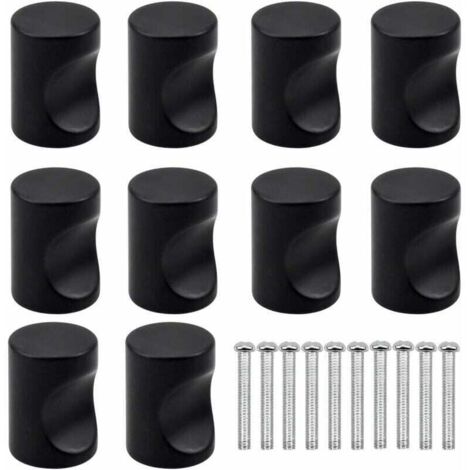 10PCS Noir Poignée de Porte de Tiroir, Bouton de Meuble, Boutons de Tiroir à Trou Rond Unique, Boutons de Porte Modernes, Poignées de Meubles pour Placard Armoire Cuisine, Chambre d'Enfants