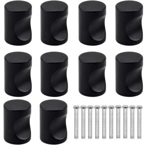 10PCS Noir Poignée de Porte de Tiroir, Bouton de Meuble, Boutons de Tiroir à Trou Rond Unique, Boutons de Porte Modernes, Poignées de Meubles pour Placard Armoire Cuisine, Chambre d'Enfants