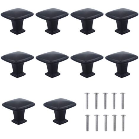10PCS Noir Tiroir de Poignée Porte, Unique Trou Rond Boutons de Tiroir, Boutons de Porte, Poignées de Meuble pour Placard Armoire