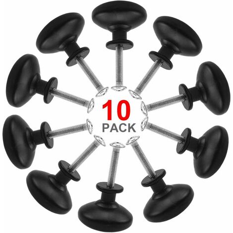 10PCS Noir Tiroir de Porte Poignée, 30mm Bouton de Meubles, Unique Trou Rond Boutons de Tiroir, Boutons de Porte, Poignées de Meuble pour Placard Armoire Cuisine, chambre d'enfant