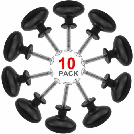 10PCS Noir Tiroir de Porte Poignée, 30mm Bouton de Meubles, Unique Trou Rond Boutons de Tiroir, Boutons de Porte, Poignées de Meuble pour Placard Armoire Cuisine, Chambre d'enfant