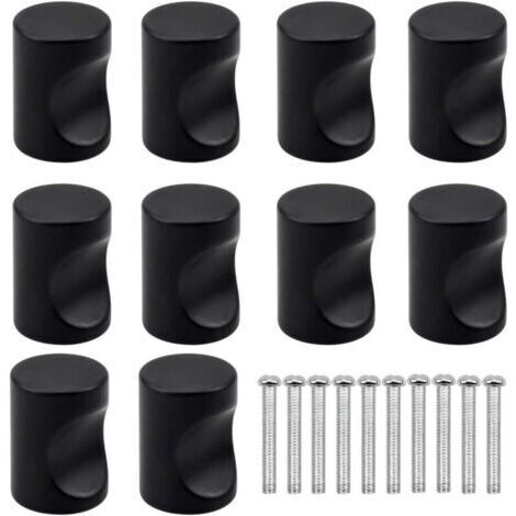 10PCS Noir Tiroir de Porte Poignée, Bouton de Meubles, Unique Trou Rond Boutons de Tiroir, Moderne Boutons de Porte, Poignées de Meuble pour Placard Armoire Cuisine, Chambre d'enfant