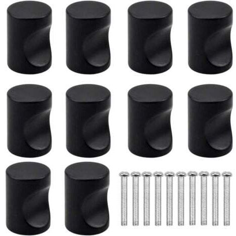 10PCS Noir Tiroir de Porte Poignée, Bouton de Meubles, Unique Trou Rond Boutons de Tiroir, Moderne Boutons de Porte, Poignées de Meuble pour Placard Armoire Cuisine, Chambre d'enfant