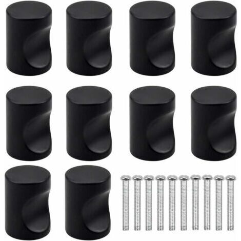 10PCS Noir Tiroir de Porte Poignée, Bouton de Meubles, Unique Trou Rond Boutons de Tiroir, Moderne Boutons de Porte, Poignées de Meuble pour Placard Armoire Cuisine, Chambre d'enfant(Noir)