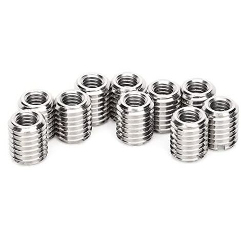 10pcs Noix d'insertion, Insert Fileté M6/M10 Écrou d'Insertion en 303 Acier Inoxydable Insert de Filetage Autotaraudeur (Intérieur M6x1.0 extérieur M10x1.5 longueur 12 mm)