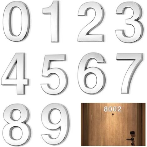 10pcs Numéro de métal stéréoscopique Numéro de Plaque Moderne Maison Adresse de l'hôtel Hôtel Chiffres Plaque d'autocollant Signe