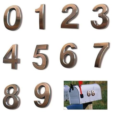10pcs Numéro de Plaque Maison Numéros de Boîte aux Lettres Numéros de Porte Auto-Adhésifs 0-9 Numéros d'Adresse Plaque Numero Maison pour Porte Maison Appartement Hôtel Chiffres