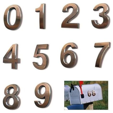 10pcs Numéro de Plaque Maison Numéros de Boîte aux Lettres Numéros de Porte Auto-Adhésifs 0-9 Numéros d'Adresse Plaque Numero Maison pour Porte Maison Appartement Hôtel Chiffres