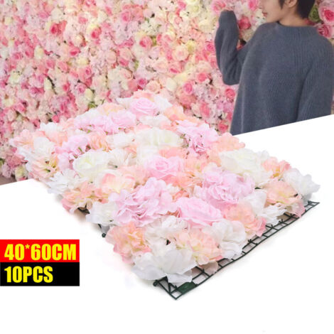 10Pcs Panneau mural de fleurs artificielles en soie hortensia Banquet Wedding Party Decor