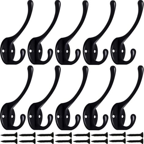 10PCS Patère Porte Manteau Murale Vintage Crochet Métal De Porte Chapeau Crochet Rétro pour Porte-Manteau Salle de Bain Cuisine Fonte De Fer Laiton Design (Contient des Vis)