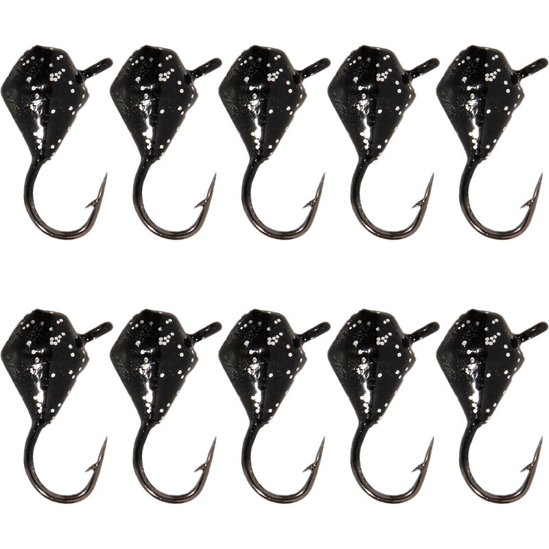 

10pcs Plantillas de pesca en hielo Anzuelos de pesca en hielo de acero con alto contenido de carbono, Negro