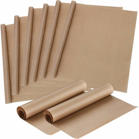 10PCS plaques de cuisson réutilisables - 40 x 60 cm - Revêtement anti-adhésif pour four - Pour la cuisson - Transfert de chaleur jusqu'à 260 °C (Brun, matte, 0.1 mm)