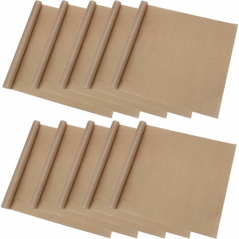 10PCS plaques de cuisson réutilisables - 4030 cm - Revêtement anti-adhésif pour four - Pour la cuisson - Transfert de chaleur jusqu'à 260 °C (Brun, matte, 0.1 mm)