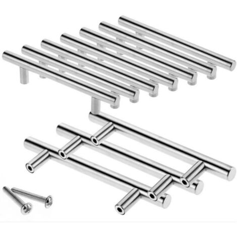 10pcs Poignée Bâton De Porte Cuisine Meuble Placard Inoxydable (96mm (Entraxe De Trous))