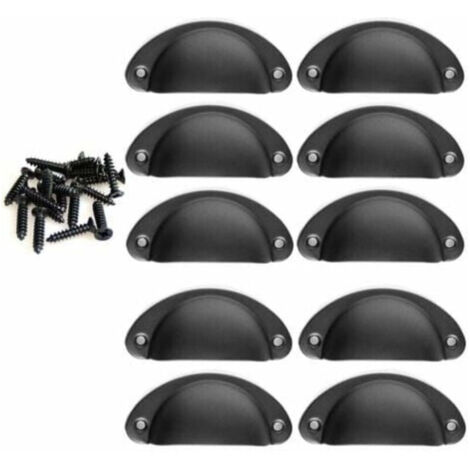 10PCS Poignée de Coquille Vintage pour Tiroir Armoire Meuble Cuisine Fer Incurvé Bouton de Porte de Placard