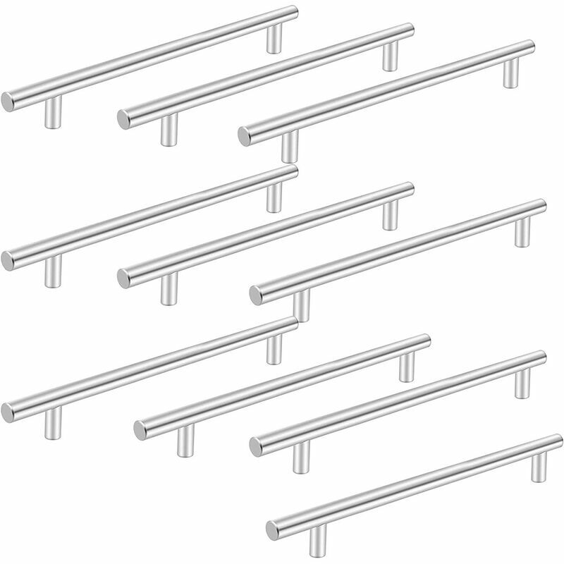 10pcs Poignee de Meuble Cuisine Acier Inoxydable, Espacement des Trous 256 mm, Poignet de Porte Cuisine, Poignée Meuble Poignées de Porte pour