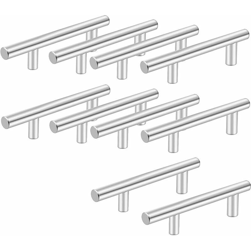 10pcs Poignee de Meuble Cuisine Acier Inoxydable, Espacement des Trous 96 mm, Poignet de Porte Cuisine, Poignée Meuble Poignées de Porte pour Placard