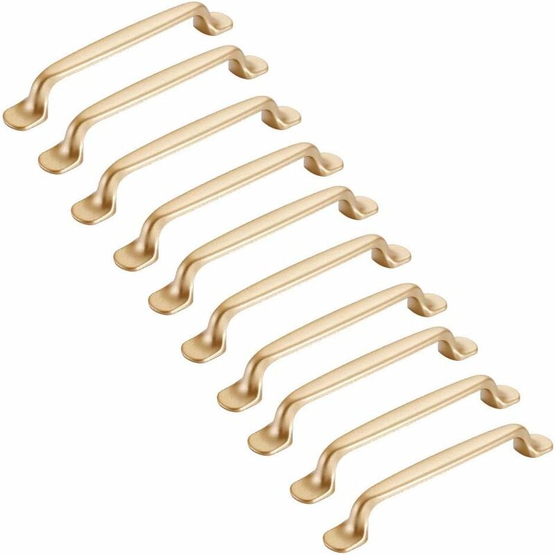 10pcs Poignée de placard doré 128mm-Poignée de meuble Cuisine Armoire Porte Poignées Placard