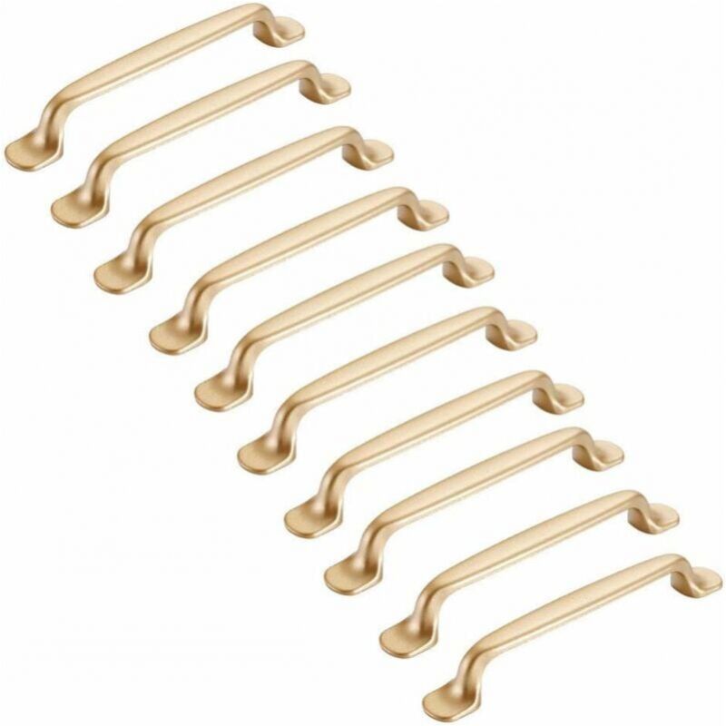 Cyslmuk – Lot de 10 poignées de meuble dorées 96mm – Alliage de zinc – Pour armoires et tiroirs – Vis incluses - 96mm-Poign