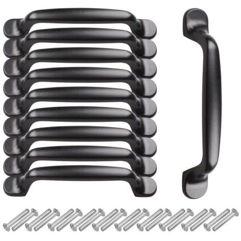 10PCS Poignée de Placard Meubles 128mm avec vis pour Armoire Tiroir Chambre Cuisine Tirette Porte Noire
