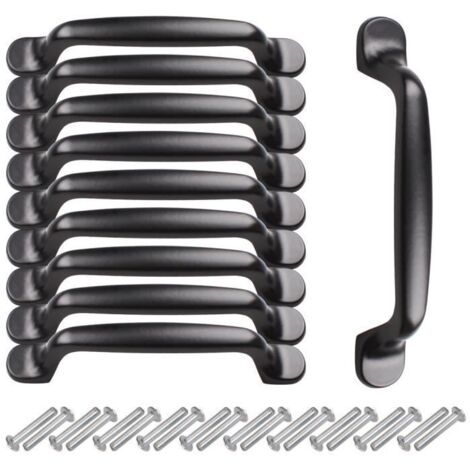 10PCS Poignée de Placard Meubles 128mm avec vis pour Armoire Tiroir Chambre Cuisine Tirette Porte Noire