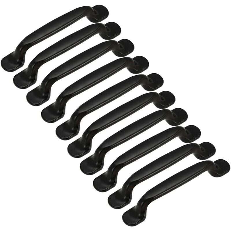 10pcs Poignée de Porte Cuisine Armoire Placard Tiroir Chambre Meubles Tirer Entraxe 128mm, Aluminium Noir