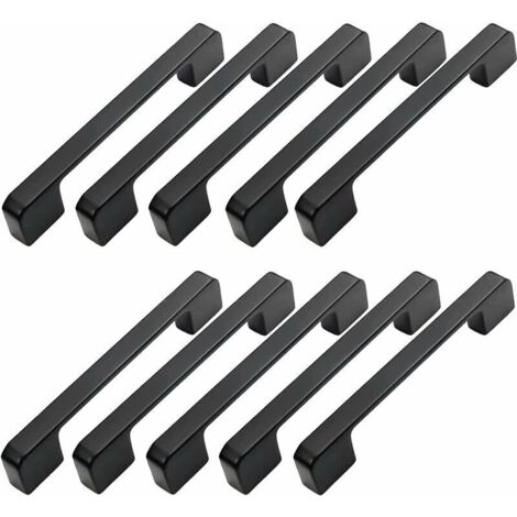 10pcs Poignée Meuble Entraxe 128mm-Poignée Porte Cuisine Noire Poignee Barre Meuble Poignee De Cuisine Noire 128mm