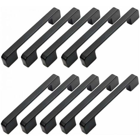 10pcs Poignée Meuble Entraxe 128mm-Poignée Porte Cuisine Noire Poignee Barre Meuble Poignee De Cuisine Noire 128mm