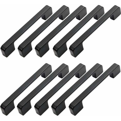 10pcs Poignée Meuble Entraxe 128mm-Poignée Porte Cuisine Noire Poignee Barre Meuble Poignee De Cuisine Noire 128mm