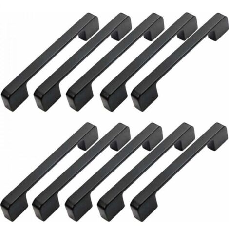 10pcs Poignée Meuble Entraxe 128mm-Poignée Porte Cuisine Noire Poignee Barre Meuble Poignee De Cuisine Noire 128mm