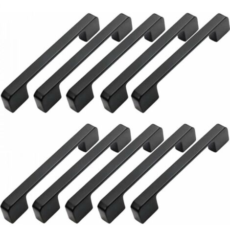 10pcs Poignée Meuble Entraxe 128mm-Poignée Porte Cuisine Noire Poignee Barre Meuble Poignee De Cuisine Noire 128mm