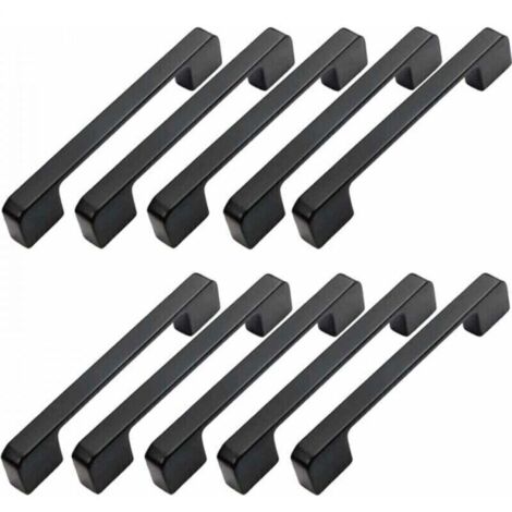 10pcs Poignée Meuble Entraxe 128mm-Poignée Porte Cuisine Noire Poignee Barre Meuble Poignee De Cuisine Noire 128mm