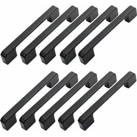 10pcs Poignée Meuble Entraxe 96mm-Poignée Porte Cuisine Noire Poignee Barre Meuble Poignee De Cuisine Noire 96mm
