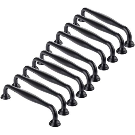 10pcs poignée meuble Noir -poignee de meuble cuisine noir Poignées de porte Tiroir Chambre entraxe 96mm，Poignées pour armoires-penderies