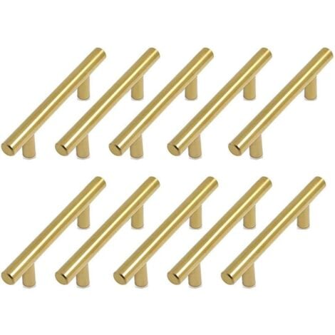 10Pcs Poignée Meuble Poignée d'armoire de cuisine poignée de placard en or 128 mm poignée de porte de cuisine en laiton tiroir poignées