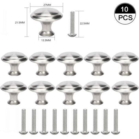 10Pcs Poignée Petit Manipuler Tiroir Acier Bouton pour meuble Joli Alliage Zinc Portes Tiroirs Penderie Relooking Vieille Cuisine Placards Hommes Femmes Argent，Poignée d'armoire de cuisine porte d'arm
