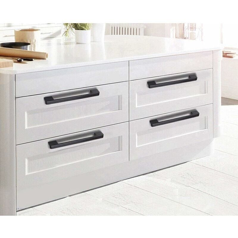 10pcs poignées de porte noir en Alliage de Aluminium Poignées t Bar Bâton Cuisine Armoire Entraxe de Trous 160mm