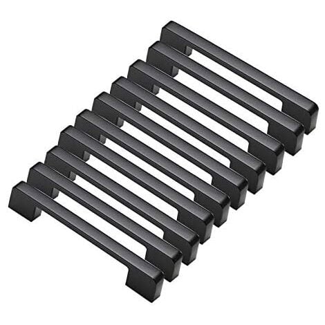DENUOTOP 10pcs poignées de porte noir en Alliage de Aluminium Poignées T Bar Bâton Cuisine Armoire Entraxe de Trous 160mm