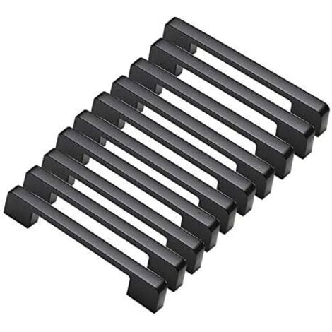 DENUOTOP 10pcs poignées de porte noir en Alliage de Aluminium Poignées T Bar Bâton Cuisine Armoire Entraxe de Trous 160mm