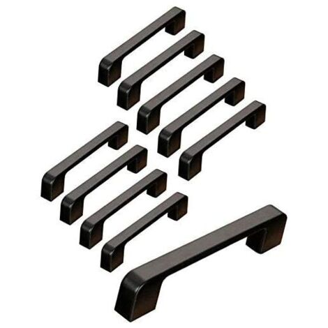 10pcs poignées de porte noir en Alliage de Aluminium Poignées T Bar Bâton Cuisine Armoire Entraxe de Trous 96mm