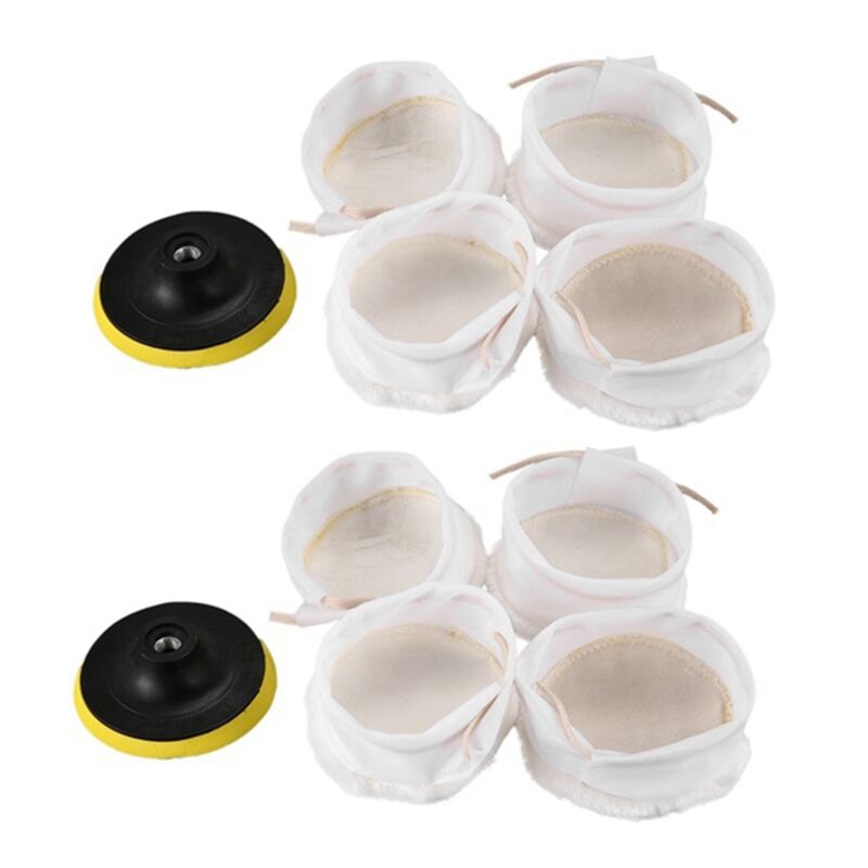 Image of 10Pcs Polierer Buffer Kit Weiche Wolle Bonnet Pad Weiß 4 Zoll