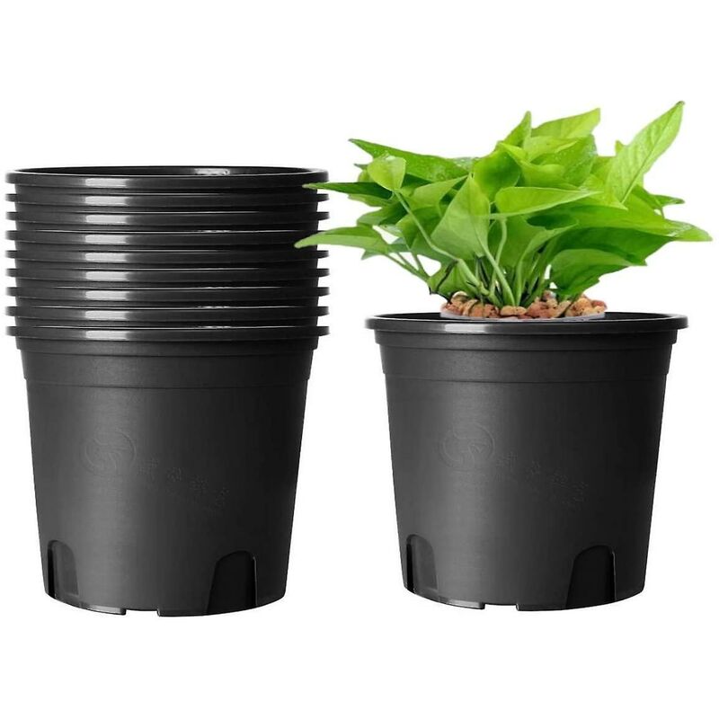10Pcs Pots De Fleurs en Plastique, 16cm Épaissir Les Pots De Plantes Conteneur De Plantes Pot De Jardinage D'intérieur (Noir)