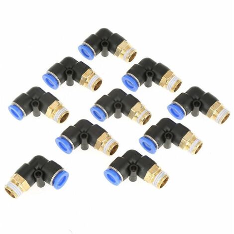 10pcs Raccords de Tuyau Coudes Pneumatiques Connecteur Rapide Ligne d'air pour Connecteur Tube 8mm Diamètre Fil G1/4