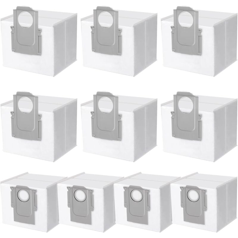 10pcs Sacs à Poussière Compatibles avec Roborock S7 MaxV Ultra / S7 Pro Ultra / Q7+ / Q7 Max+ / Q5+/ T8, Sacs d'aspirateur de Rechange Compatibles