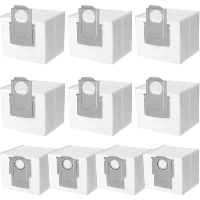 10pcs Sacs à Poussière Compatibles avec Roborock S7 MaxV Ultra / S7 Pro Ultra / Q7+ / Q7 Max+ / Q5+/ T8, Sacs d'aspirateur de Rechange Compatibles