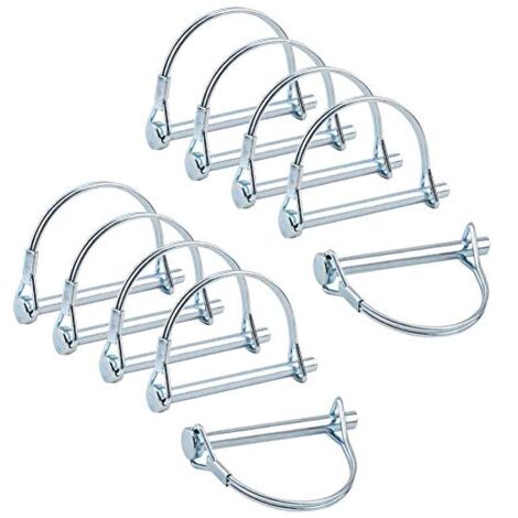 10pcs Safety Hitch Pin Locking Axle, 1/4 Inch PTO Lock with Round Retaining Wire for Farm Trailer Lawn Garden