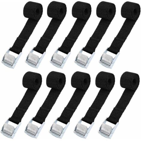 10pcs Sangle d'arrimage 39CM Kit de Fixation pour Moto/ Voiture/ Porte Vélo Sangle de Serrage Charge Maximale 500 kg - Noir,de